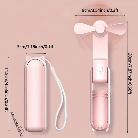 Portable Mini Fan, USB Rechargeable, 3-speed Adjustable, Foldable Handheld Fan, Suitable for Women, Travel, Outdoor Use