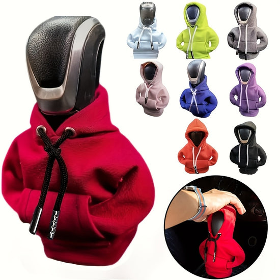 Mini Car Gear Shift Cover Hoodie - Stylish Anthropomorphic Shift Knob Design, Soft Fabric Multi-Color Options (Red/Blue/Pink/Grey/Black) Fit for Most Vehicles, Interior Accessories & Car Decor, Vehicle Style Upgrade | Snug Fi