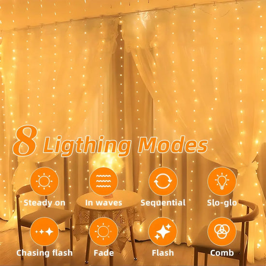 Solar Curtain Light LED Outdoor Waterproof 300leds Garland Decoration String Lights Yard Fairy Garland String Lights