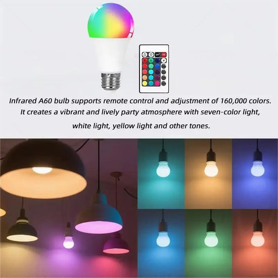 16 Colors RGB Bulb LED Multicolor Bulb E27 Base 220V Household Lighting Dimmable 24 Key Remote Control Atmosphere Neon Light 1pc