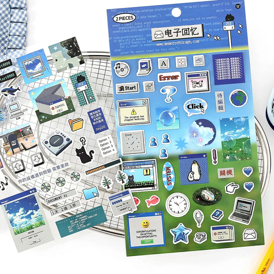 2sheets Kawaii Japanese Childhood Memories Die cut Adhesive Sticker Junk Journal Collage Decoration Scrapbook Diary Cute Sticker