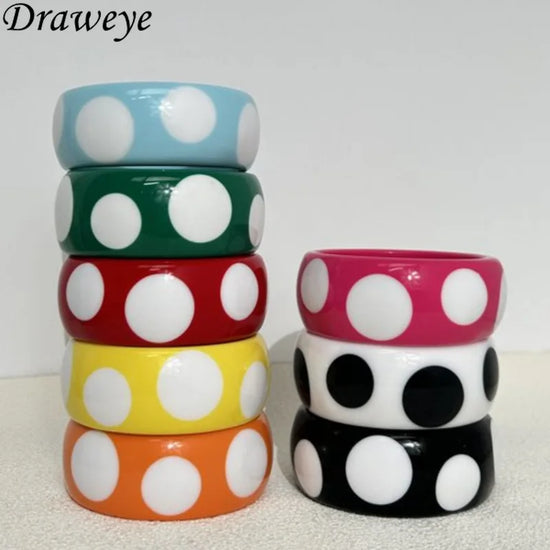 Draweye Colored Resin Bracelets for Women Dot Candy Color Vintage Bangles Jewelry Korean Fashion Cute Geometric Pulseras Mujer