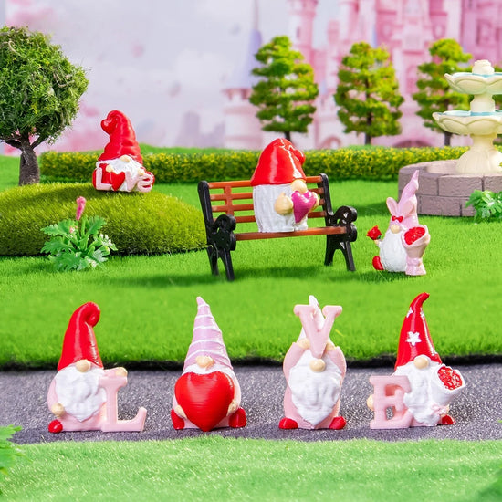 10/20/50pcs Mini Heart Love Dwarf Doll Figurine Miniature Gnome Garden Fairy Landscape Crafts Desktop Valentine&