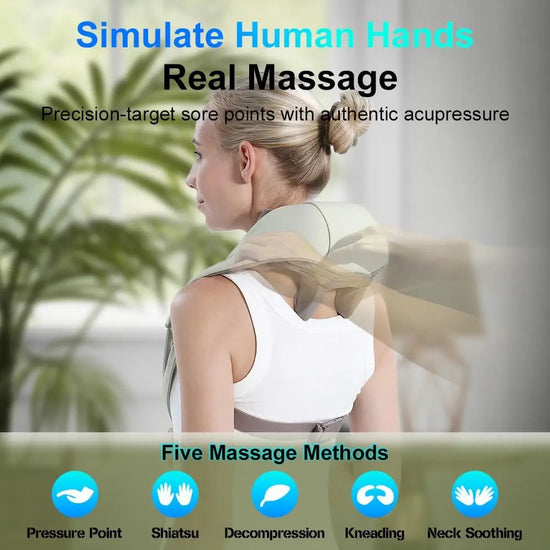 20W Beige Neck And Shoulder Massager Wireless Shoulder And Back Kneading Massage Shawl Trapezius Neck Cervical Masajeador
