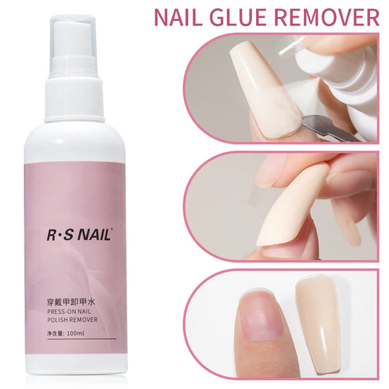 RSNAIL 100ml Nail Glue Remover for Press On Nails Solid Nail Glue Gel On Fake Nail Tips Acrylic Nail Can&