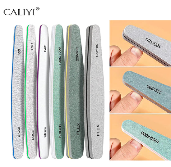 CALIYI 6pcs Nail Files and Buffers for Natural Nails Emery Boards Nail Buffer Block 100-4000 Grit Nail Files Fingernail Files