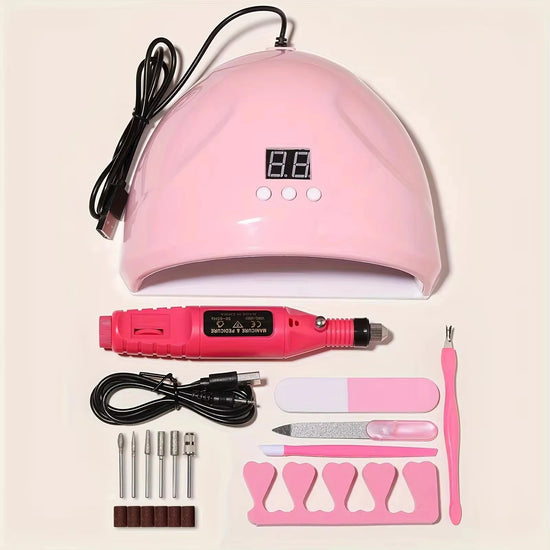 LINMANDA Manicure Set USB Electric Nail Drill Polish File Kit With LED Lamp Handheld Pen Sander Polishing Block Manicure Tools