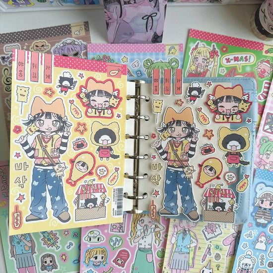 Cute Korean Stickers Cute Girl Cartoon Character Stickers Hand Account Planner Diary Scrapbook Stationery DIY Decorative Sticker